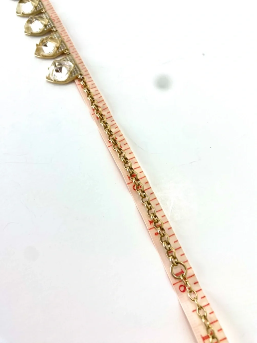 J Crew Statement Necklace with Clear Faceted Crystals & Gold Chain